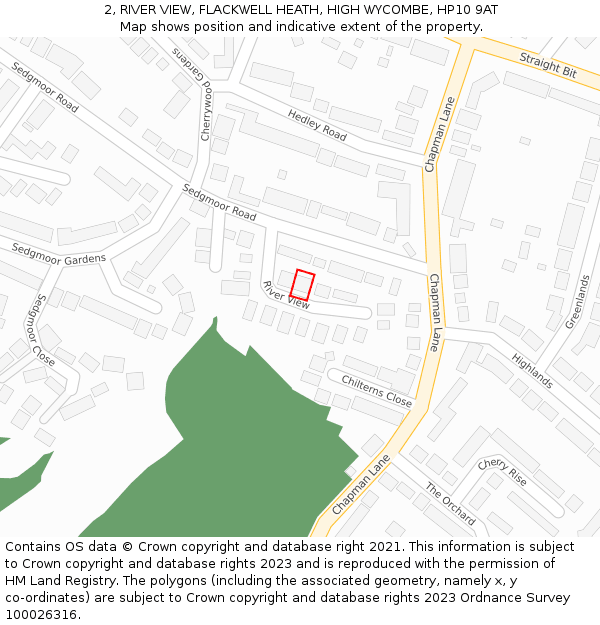 2, RIVER VIEW, FLACKWELL HEATH, HIGH WYCOMBE, HP10 9AT: Location map and indicative extent of plot