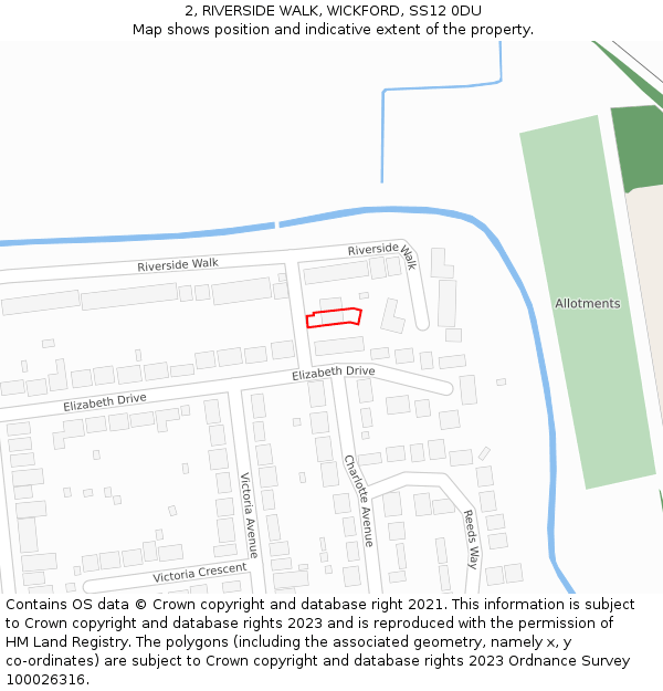 2, RIVERSIDE WALK, WICKFORD, SS12 0DU: Location map and indicative extent of plot