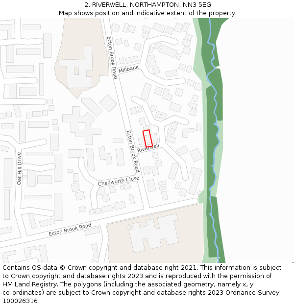 2, RIVERWELL, NORTHAMPTON, NN3 5EG: Location map and indicative extent of plot