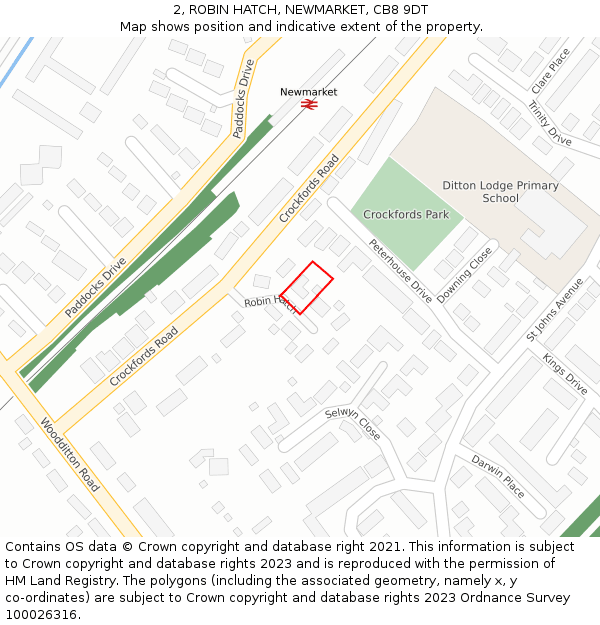 2, ROBIN HATCH, NEWMARKET, CB8 9DT: Location map and indicative extent of plot