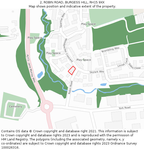 2, ROBIN ROAD, BURGESS HILL, RH15 9XX: Location map and indicative extent of plot