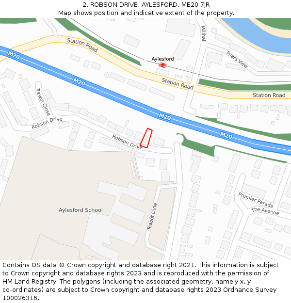 2, ROBSON DRIVE, AYLESFORD, ME20 7JR: Location map and indicative extent of plot