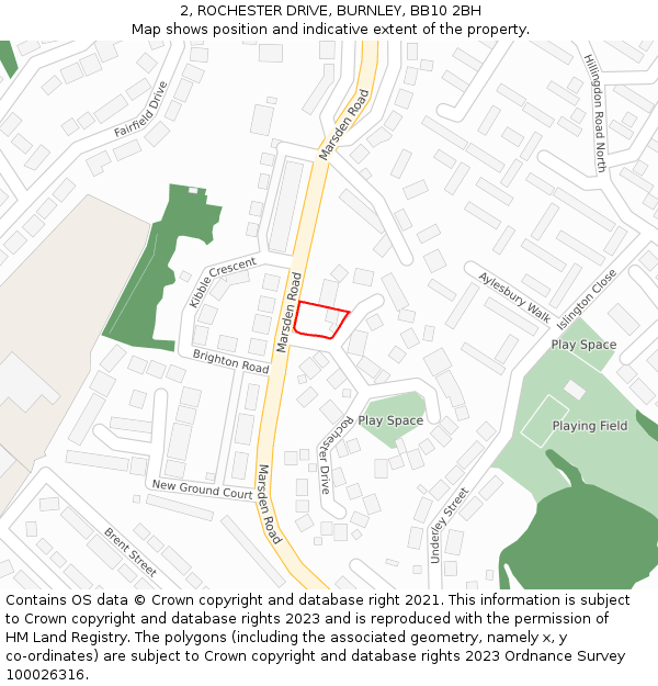 2, ROCHESTER DRIVE, BURNLEY, BB10 2BH: Location map and indicative extent of plot