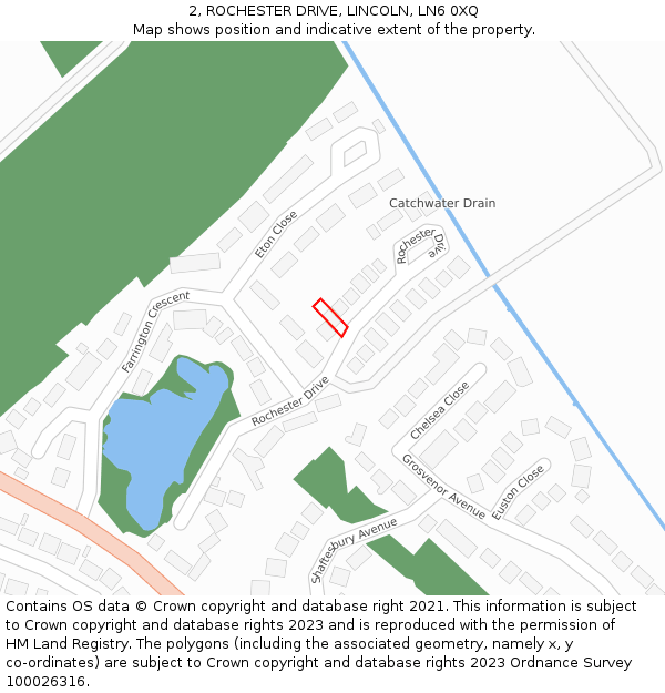 2, ROCHESTER DRIVE, LINCOLN, LN6 0XQ: Location map and indicative extent of plot
