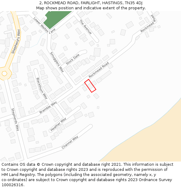 2, ROCKMEAD ROAD, FAIRLIGHT, HASTINGS, TN35 4DJ: Location map and indicative extent of plot