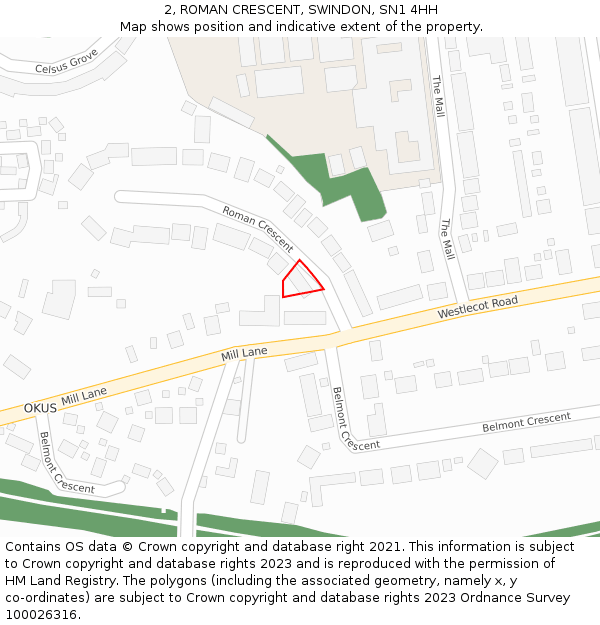 2, ROMAN CRESCENT, SWINDON, SN1 4HH: Location map and indicative extent of plot