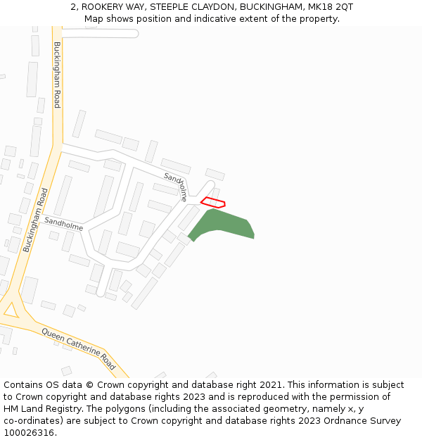 2, ROOKERY WAY, STEEPLE CLAYDON, BUCKINGHAM, MK18 2QT: Location map and indicative extent of plot