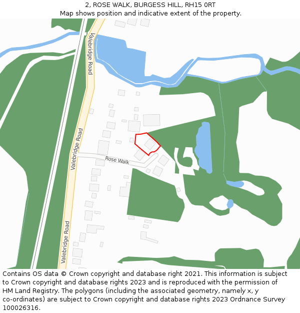 2, ROSE WALK, BURGESS HILL, RH15 0RT: Location map and indicative extent of plot