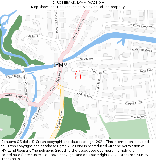 2, ROSEBANK, LYMM, WA13 0JH: Location map and indicative extent of plot