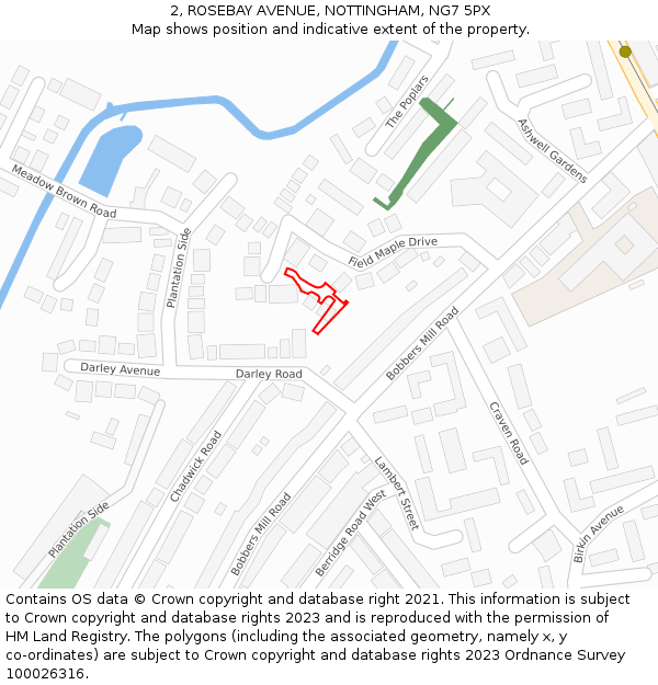 2, ROSEBAY AVENUE, NOTTINGHAM, NG7 5PX: Location map and indicative extent of plot