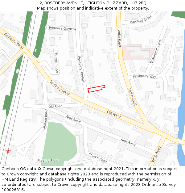 2, ROSEBERY AVENUE, LEIGHTON BUZZARD, LU7 2RQ: Location map and indicative extent of plot