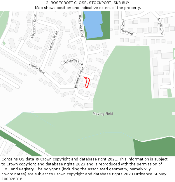 2, ROSECROFT CLOSE, STOCKPORT, SK3 8UY: Location map and indicative extent of plot