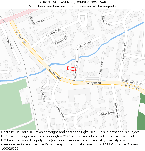 2, ROSEDALE AVENUE, ROMSEY, SO51 5AR: Location map and indicative extent of plot