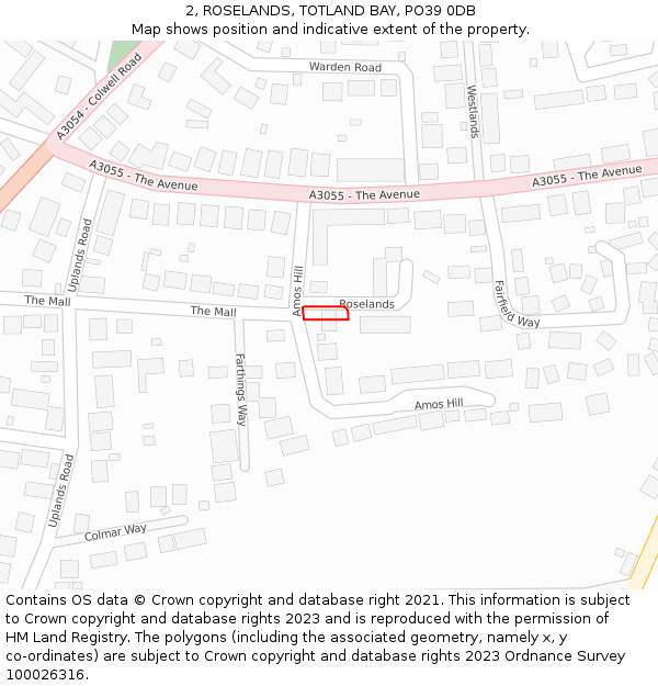 2, ROSELANDS, TOTLAND BAY, PO39 0DB: Location map and indicative extent of plot