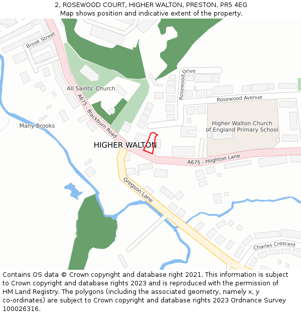 2, ROSEWOOD COURT, HIGHER WALTON, PRESTON, PR5 4EG: Location map and indicative extent of plot
