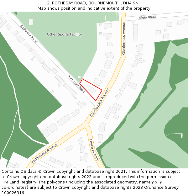 2, ROTHESAY ROAD, BOURNEMOUTH, BH4 9NH: Location map and indicative extent of plot