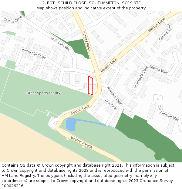 2, ROTHSCHILD CLOSE, SOUTHAMPTON, SO19 9TE: Location map and indicative extent of plot