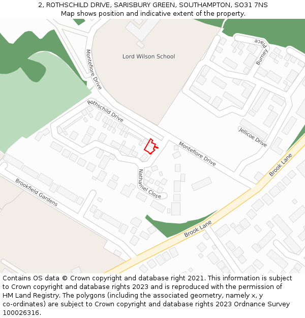 2, ROTHSCHILD DRIVE, SARISBURY GREEN, SOUTHAMPTON, SO31 7NS: Location map and indicative extent of plot