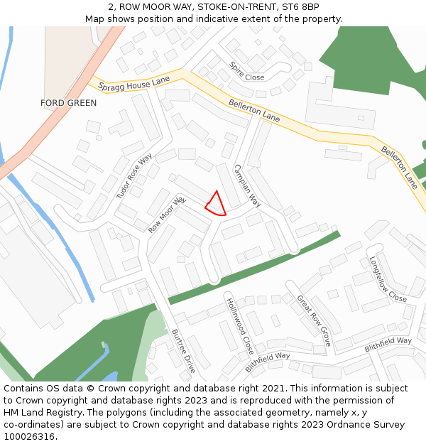 2, ROW MOOR WAY, STOKE-ON-TRENT, ST6 8BP: Location map and indicative extent of plot