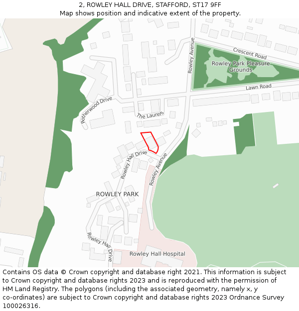 2, ROWLEY HALL DRIVE, STAFFORD, ST17 9FF: Location map and indicative extent of plot