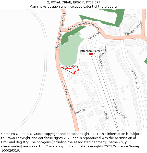 2, ROYAL DRIVE, EPSOM, KT18 5PR: Location map and indicative extent of plot