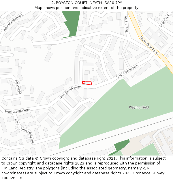 2, ROYSTON COURT, NEATH, SA10 7PY: Location map and indicative extent of plot