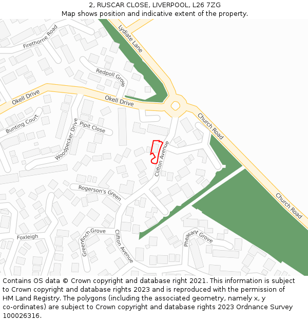 2, RUSCAR CLOSE, LIVERPOOL, L26 7ZG: Location map and indicative extent of plot