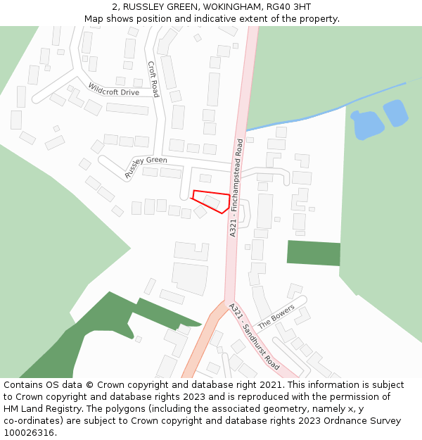 2, RUSSLEY GREEN, WOKINGHAM, RG40 3HT: Location map and indicative extent of plot