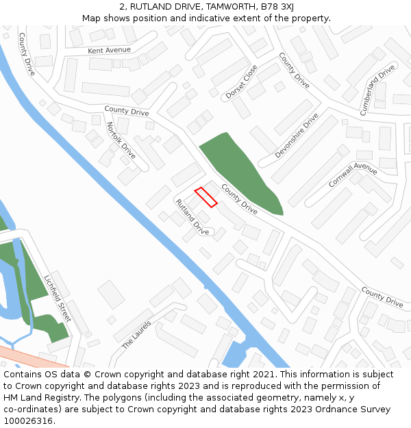 2, RUTLAND DRIVE, TAMWORTH, B78 3XJ: Location map and indicative extent of plot