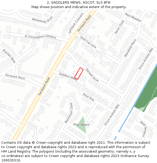 2, SADDLERS MEWS, ASCOT, SL5 8FW: Location map and indicative extent of plot