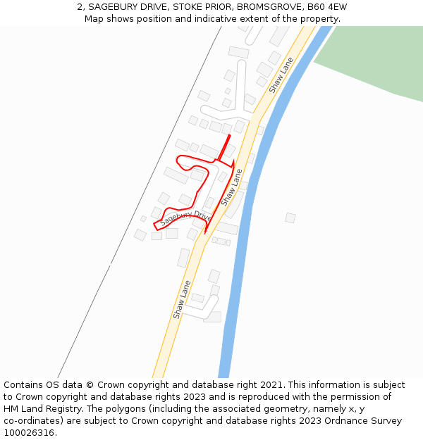 2, SAGEBURY DRIVE, STOKE PRIOR, BROMSGROVE, B60 4EW: Location map and indicative extent of plot