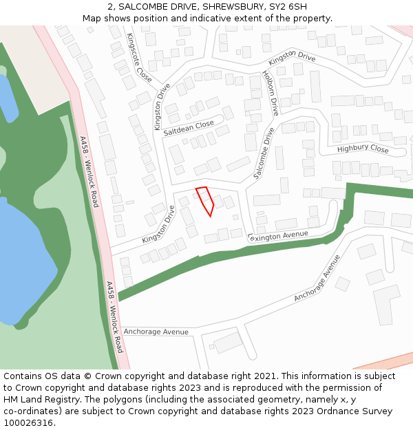 2, SALCOMBE DRIVE, SHREWSBURY, SY2 6SH: Location map and indicative extent of plot