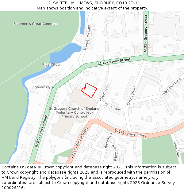 2, SALTER HALL MEWS, SUDBURY, CO10 2DU: Location map and indicative extent of plot