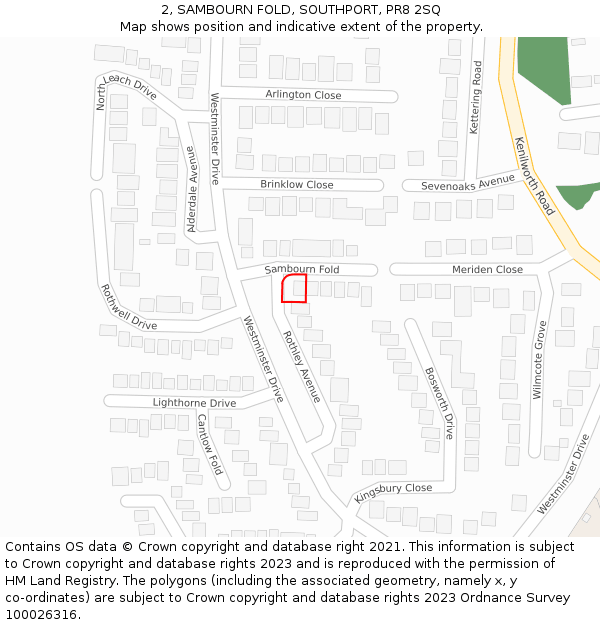 2, SAMBOURN FOLD, SOUTHPORT, PR8 2SQ: Location map and indicative extent of plot