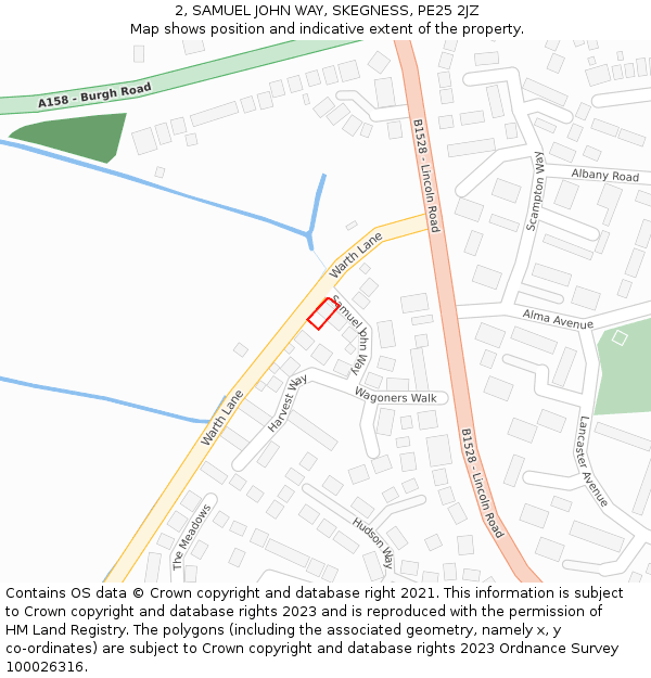 2, SAMUEL JOHN WAY, SKEGNESS, PE25 2JZ: Location map and indicative extent of plot