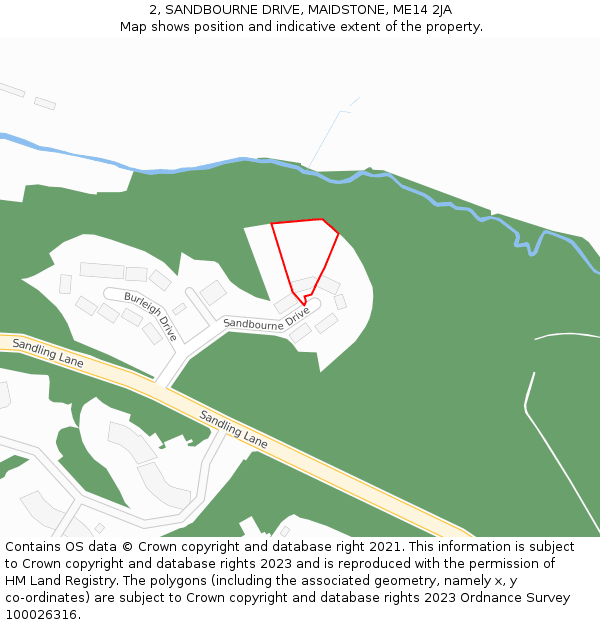 2, SANDBOURNE DRIVE, MAIDSTONE, ME14 2JA: Location map and indicative extent of plot