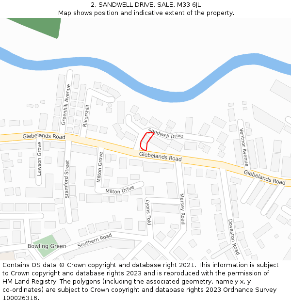 2, SANDWELL DRIVE, SALE, M33 6JL: Location map and indicative extent of plot