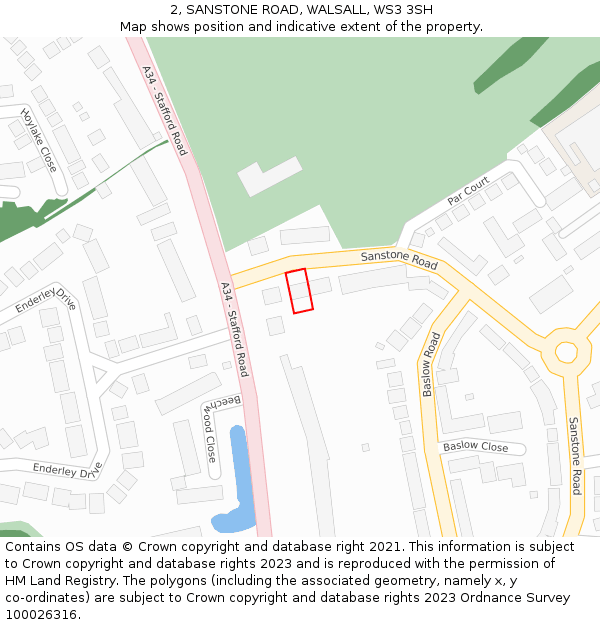 2, SANSTONE ROAD, WALSALL, WS3 3SH: Location map and indicative extent of plot