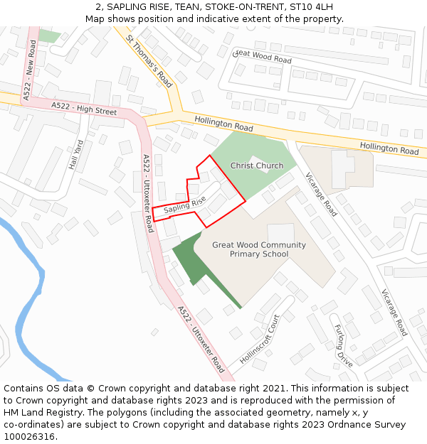 2, SAPLING RISE, TEAN, STOKE-ON-TRENT, ST10 4LH: Location map and indicative extent of plot