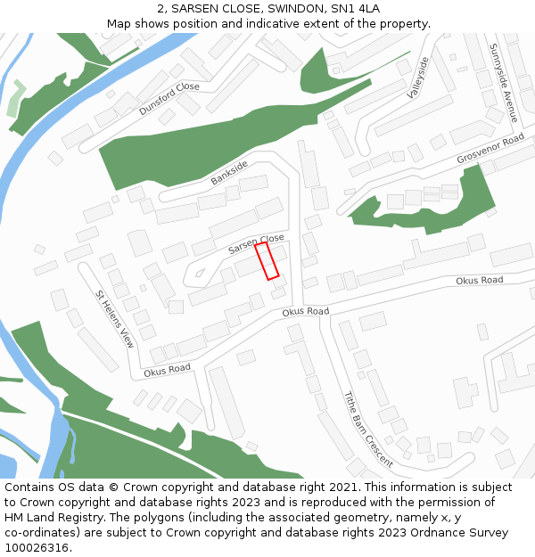 2, SARSEN CLOSE, SWINDON, SN1 4LA: Location map and indicative extent of plot