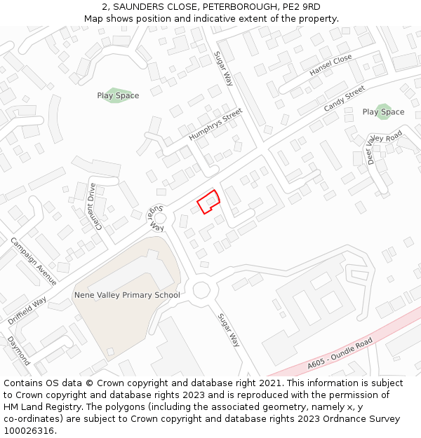 2, SAUNDERS CLOSE, PETERBOROUGH, PE2 9RD: Location map and indicative extent of plot