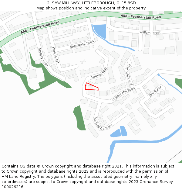 2, SAW MILL WAY, LITTLEBOROUGH, OL15 8SD: Location map and indicative extent of plot