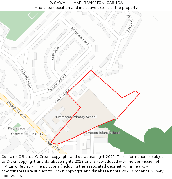 2, SAWMILL LANE, BRAMPTON, CA8 1DA: Location map and indicative extent of plot