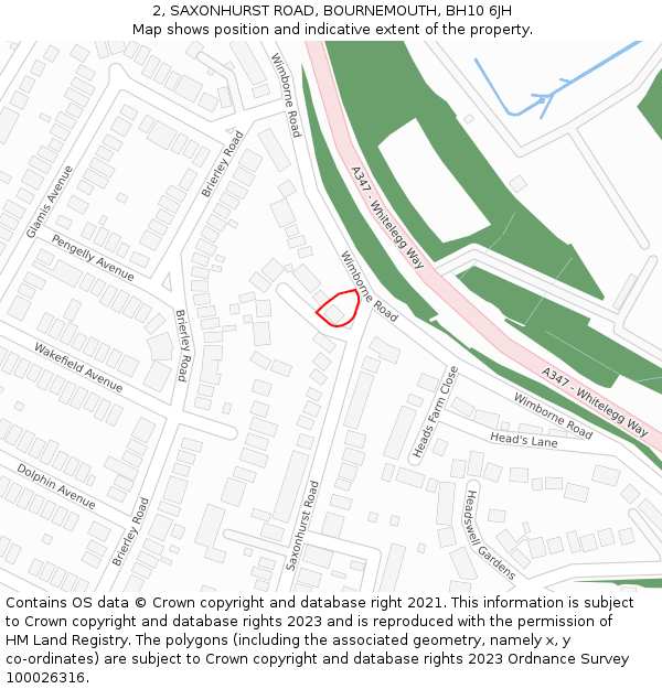 2, SAXONHURST ROAD, BOURNEMOUTH, BH10 6JH: Location map and indicative extent of plot