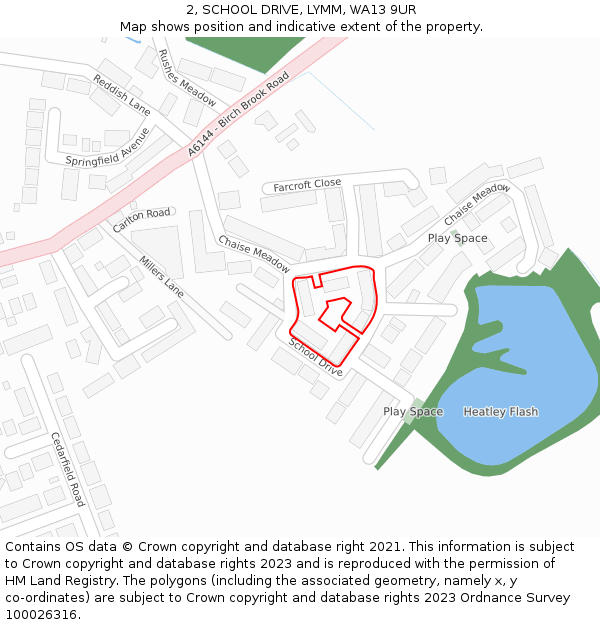 2, SCHOOL DRIVE, LYMM, WA13 9UR: Location map and indicative extent of plot