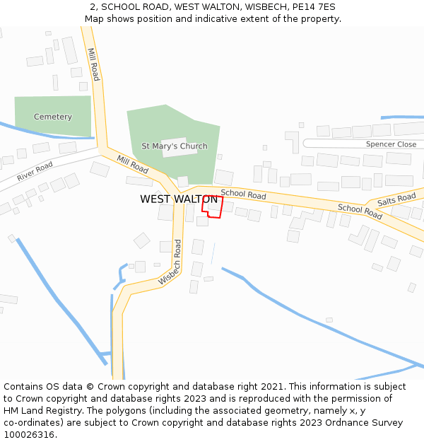 2, SCHOOL ROAD, WEST WALTON, WISBECH, PE14 7ES: Location map and indicative extent of plot