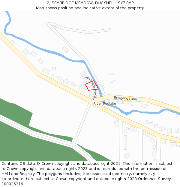 2, SEABRIDGE MEADOW, BUCKNELL, SY7 0AP: Location map and indicative extent of plot