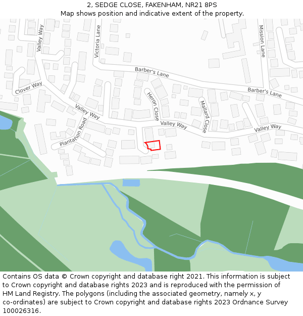 2, SEDGE CLOSE, FAKENHAM, NR21 8PS: Location map and indicative extent of plot