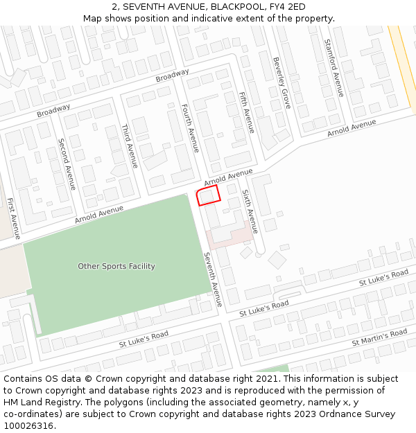 2, SEVENTH AVENUE, BLACKPOOL, FY4 2ED: Location map and indicative extent of plot