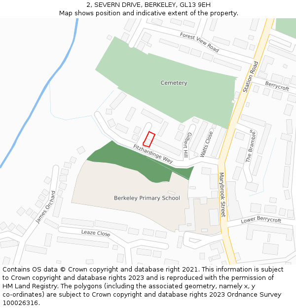 2, SEVERN DRIVE, BERKELEY, GL13 9EH: Location map and indicative extent of plot